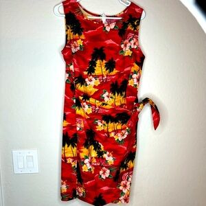 Pacific Legend Women's Sun Dress Size XL Floral Hawaiian Made in USA Wrap